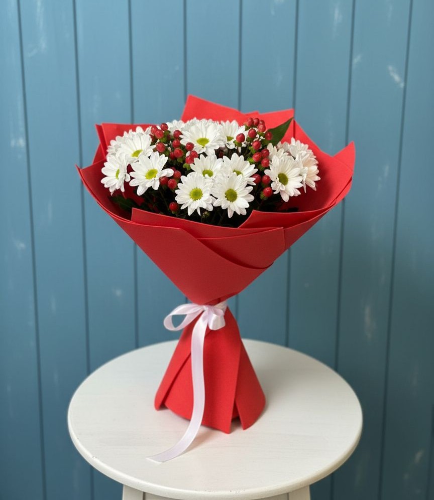 Букет цветов из: Хризантемы в Старощербиновской