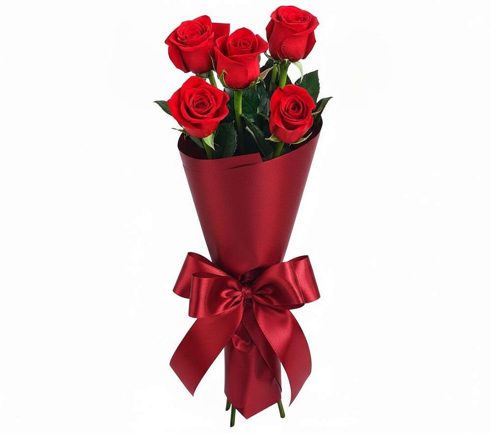 Букет 5 Красных роз Эдлесс Лав в Старощербиновской