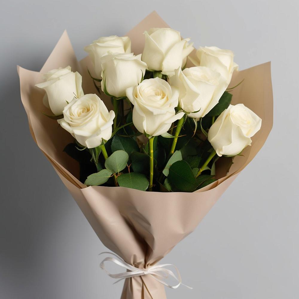 Букет 9 Белых роз Эдлесс Лав в Старощербиновской