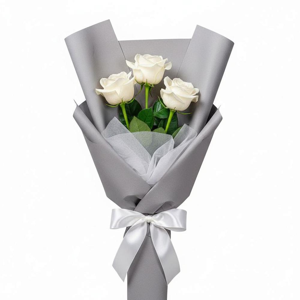 Букет 3 белые розы в Старощербиновской