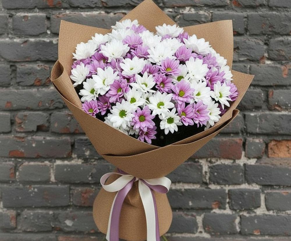 Букет цветов из: Хризантемы в Старощербиновской