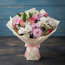 Букет цветов из:  Хризантемы, Альстромерии и Розы в Старощербиновской