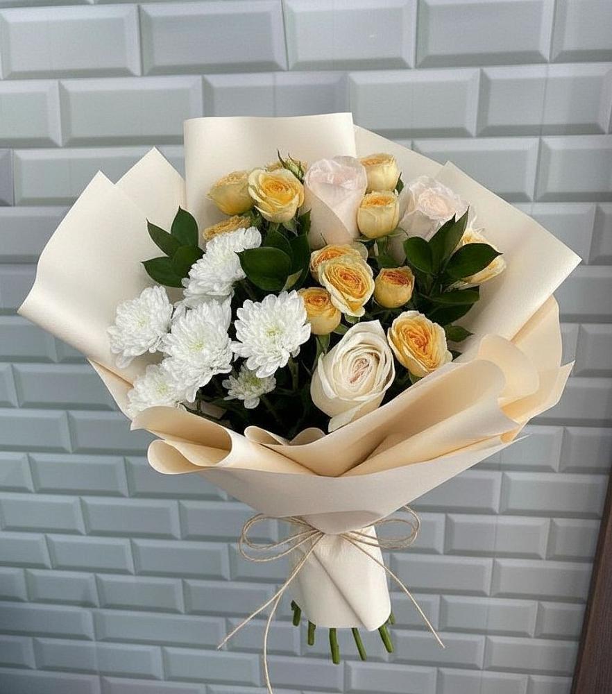 Букет цветов из: Розы и Хризантемы в Старощербиновской