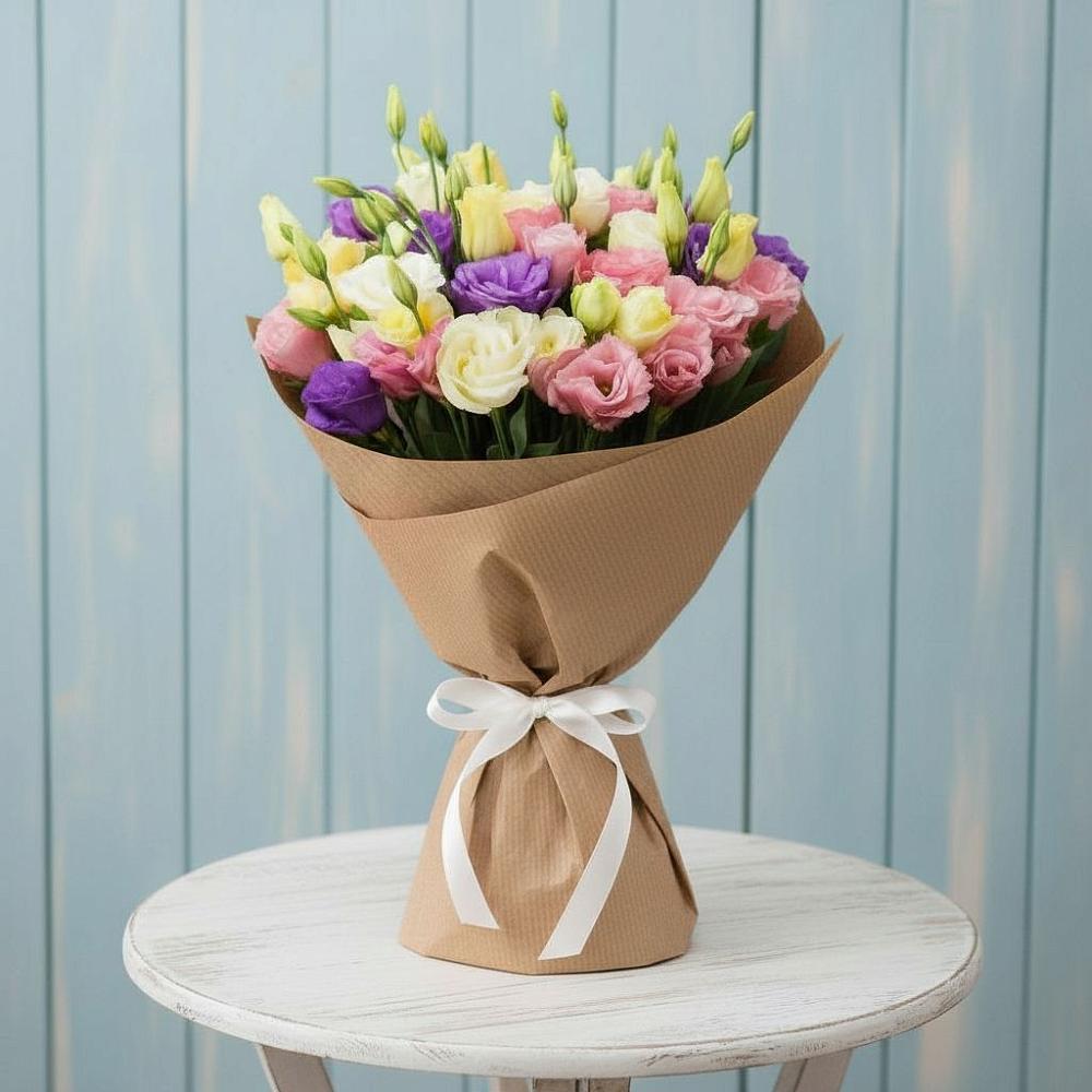 Букет цветов из: Лизиантусы в Старощербиновской