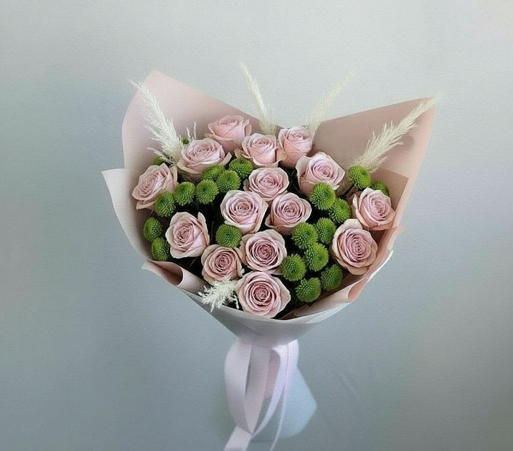 Букет цветов из: Розы и Хризантемы в Старощербиновской