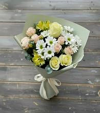 Букет цветов из:  Альстромерии, Розы и Хризантемы в Старощербиновской