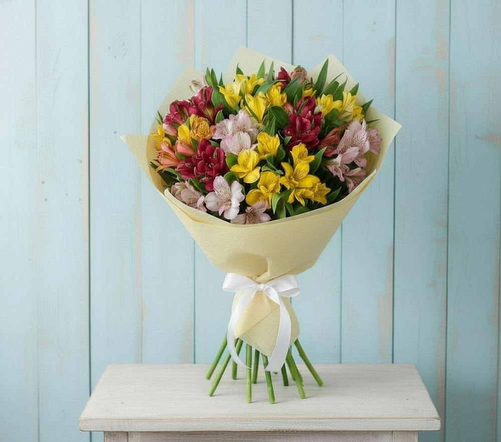 Букет цветов из: Альстромерии в Старощербиновской