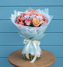 Букет цветов из:  Хризантемы и Розы в Старощербиновской