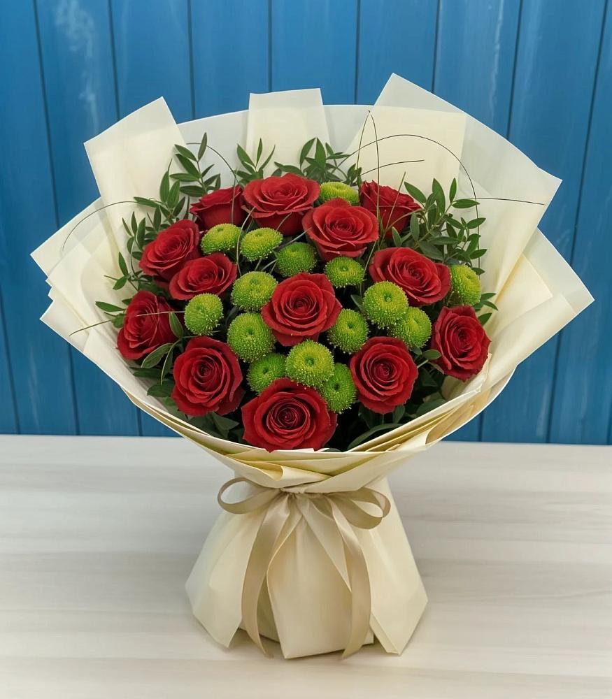 Букет цветов из: Розы и Хризантемы в Старощербиновской