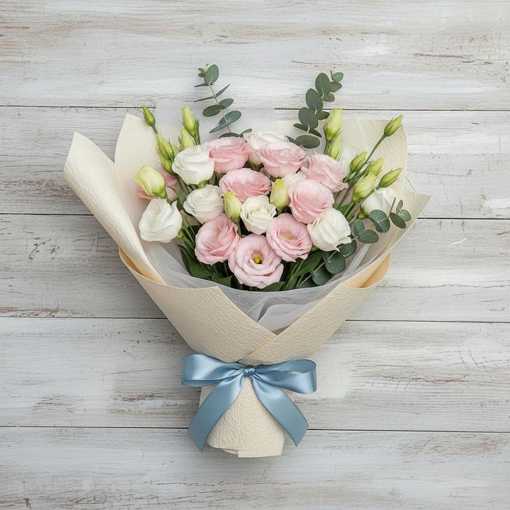 Букет цветов из: Лизиантусы в Старощербиновской